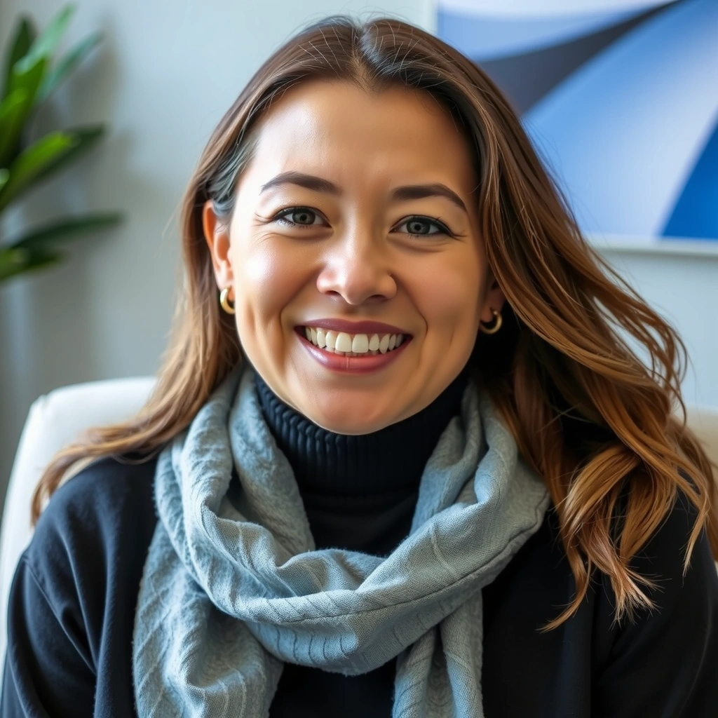 Ritratto di una donna sorridente e soddisfatta